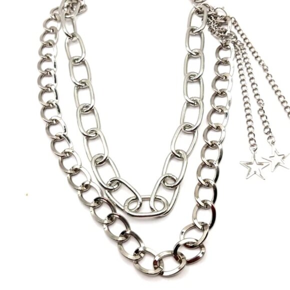 Triple Star Double Layer Pants Or Wallet Chain 13" Silver Tone - Picture 8 of 10